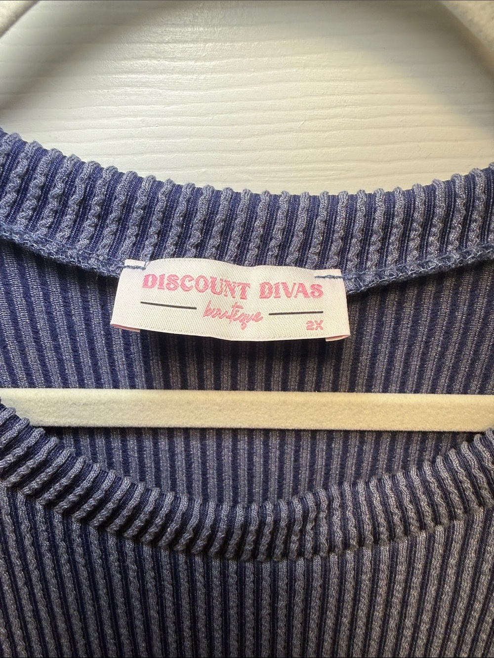 Blue Ribbed Flutter-Sleeve Mini Dress - Picture 2 of 5